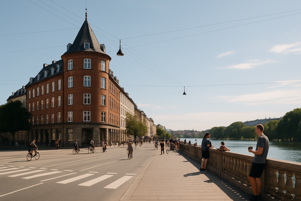 Nørrebro runddel og Dronning Louises Bro – liv og udsigt